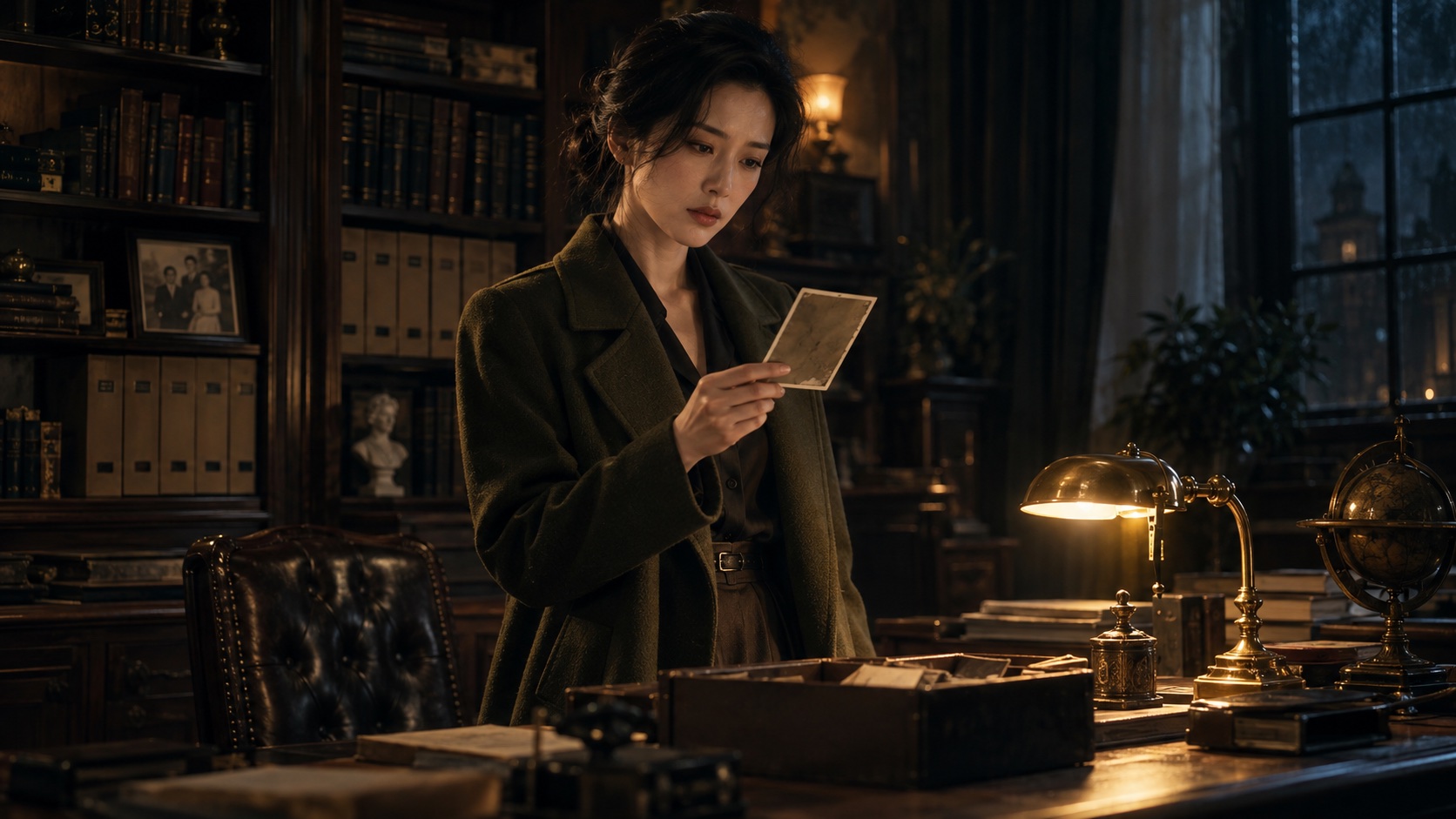 悬疑故事示意:调查者在旧书房里发现一张照片